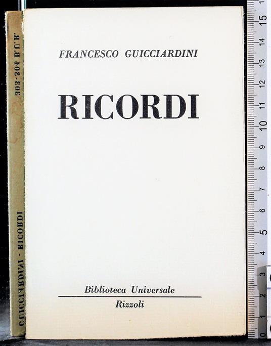 Ricordi - Francesco Guicciardini - copertina