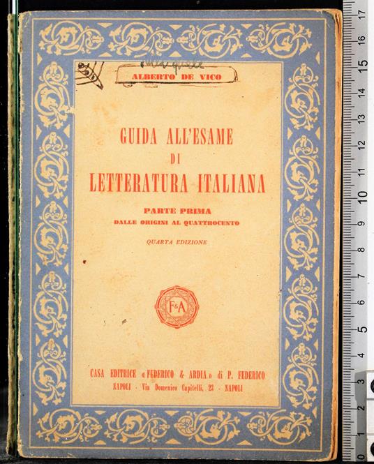Guida all'esame di letteratura italiana Parte prima - copertina
