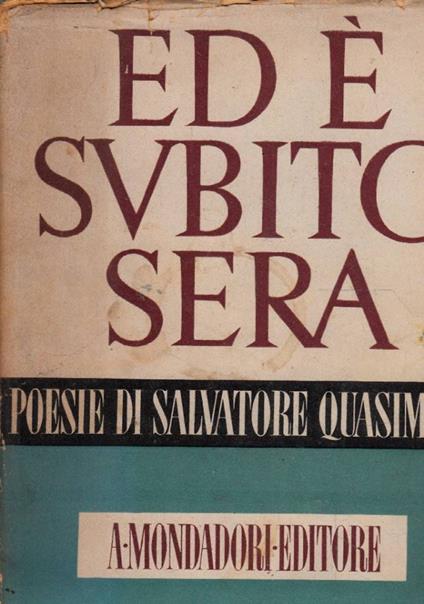 Ed è subito sera - Salvatore Quasimodo - copertina
