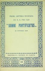 Prima lettera enciclica di S. S. Pio XII Summi pontficatus, 20 ottobre 1939