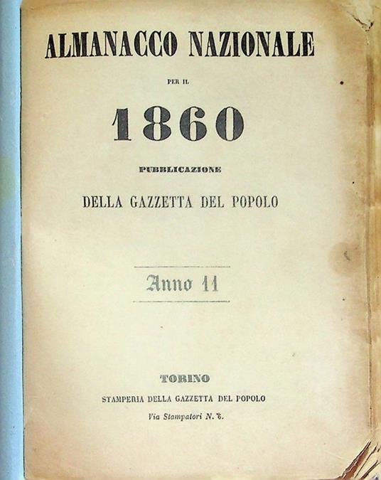 Almanacco nazionale: 1860 - copertina