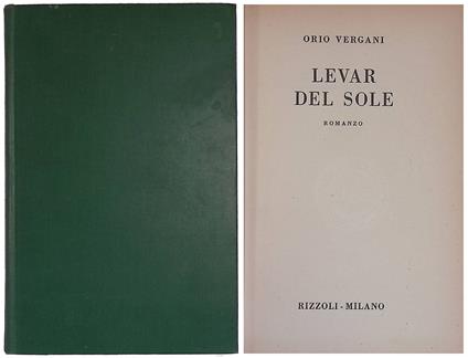 Levar del sole - Orio Vergani - copertina