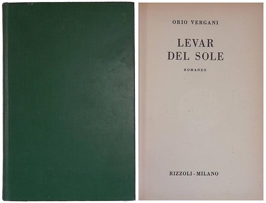 Levar del sole - Orio Vergani - copertina