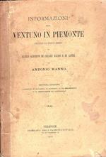 Informazioni sul ventuno in ricavate da scritti inediti di Carlo Alberto di Cesare Balbo e di altri. SECONDA edizione aumentata di documenti, di appendici, di una bibliografia e del dizionarietto dei compromessi