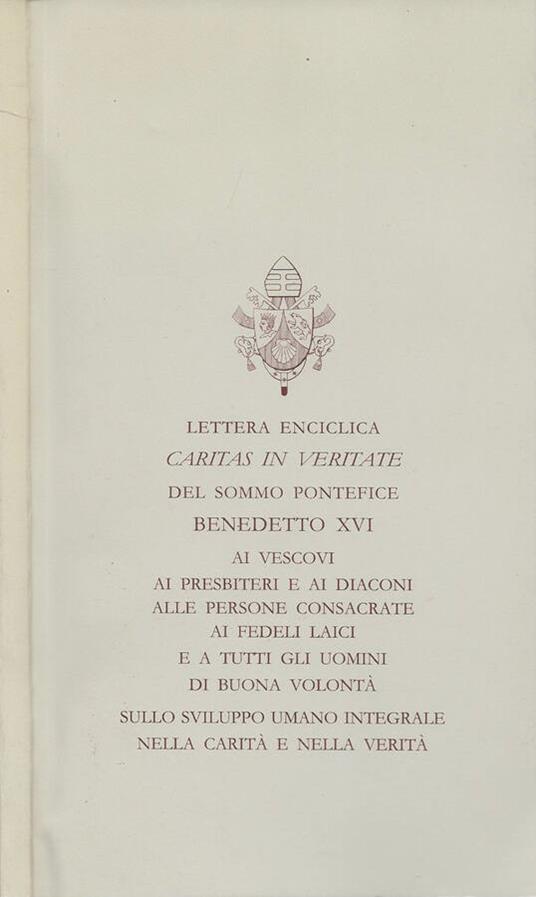 Caritas in Veritate - Benedetto XVI (Joseph Ratzinger) - copertina
