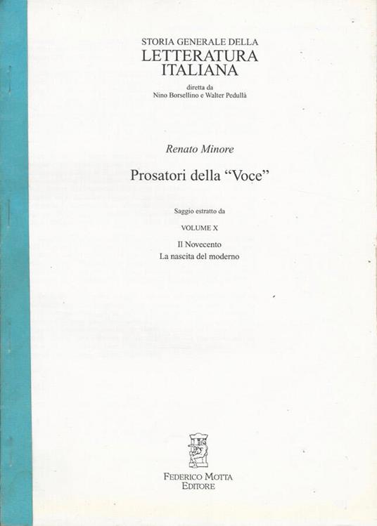 Prosatori della "Voce" - Renato Minore - copertina