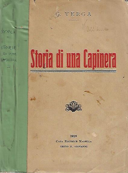 Storia di una capinera - Giovanni Verga - copertina