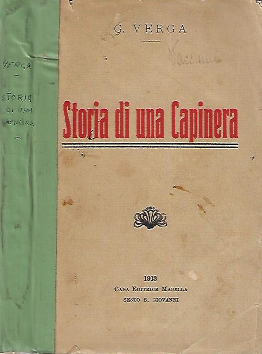 Storia di una capinera - Giovanni Verga - copertina