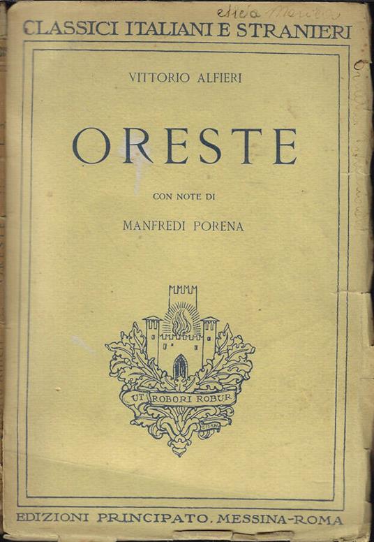 Oreste - Vittorio Alfieri - copertina
