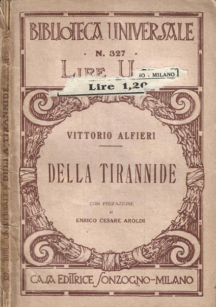 Della Tirannide - Vittorio Alfieri - copertina