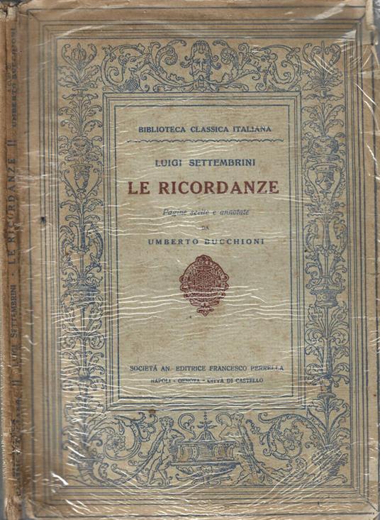 Le ricordanze - Luigi Settembrini - copertina