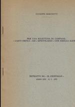 Per una rilettura di Campana: Canti orfici ed Epistolario con Sibilla Aleramo