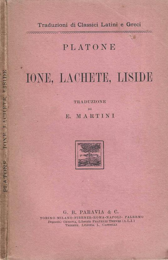 Ione, Lachete, Liside - Platone - copertina