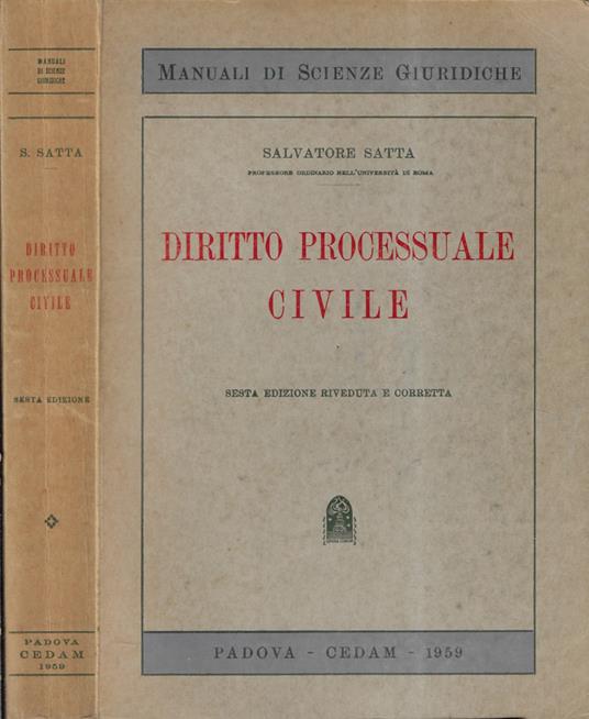 Diritto processuale civile - Salvatore Satta - copertina