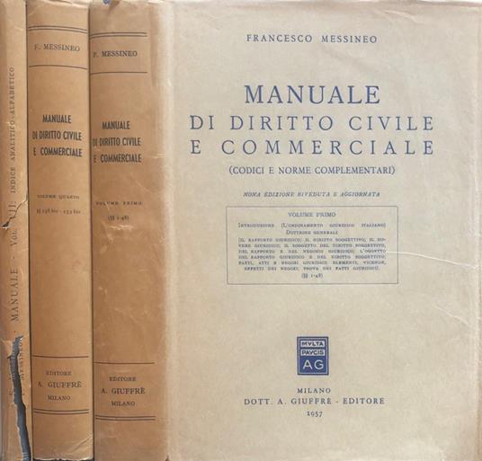 Manuale di diritto civile e commerciale - Francesco Messineo - copertina