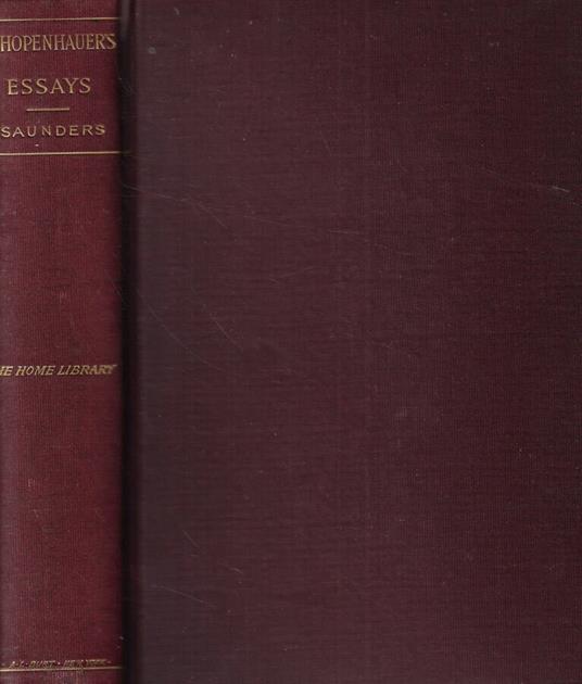 Essay of Arthur Schopenhauer - Arthur Schopenhauer - copertina