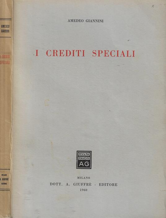 I crediti speciali - Amedeo Giannini - copertina