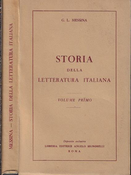 Storia della letteratura italiana Vol. I - Giuseppe L. Messina - copertina