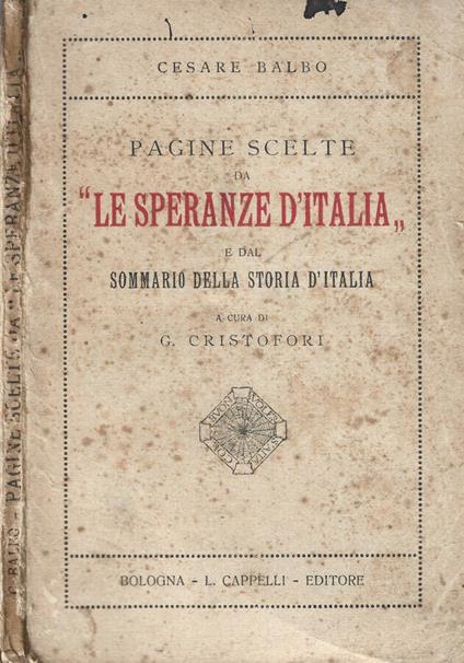 Le Speranze d'Italia - Cesare Balbo - copertina