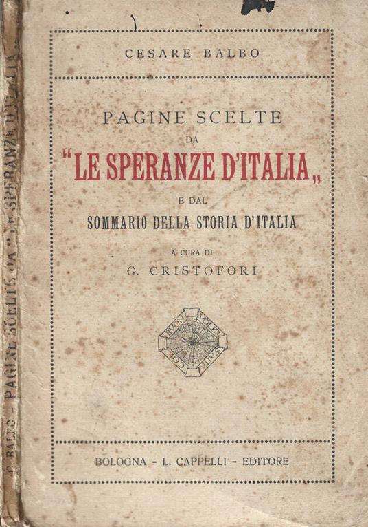 Le Speranze d'Italia - Cesare Balbo - copertina