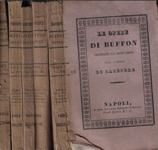 Le opere Parte I- vol. VIII-IX-X-XVII-XX - Georges-Louis Buffon de Leclerc - copertina