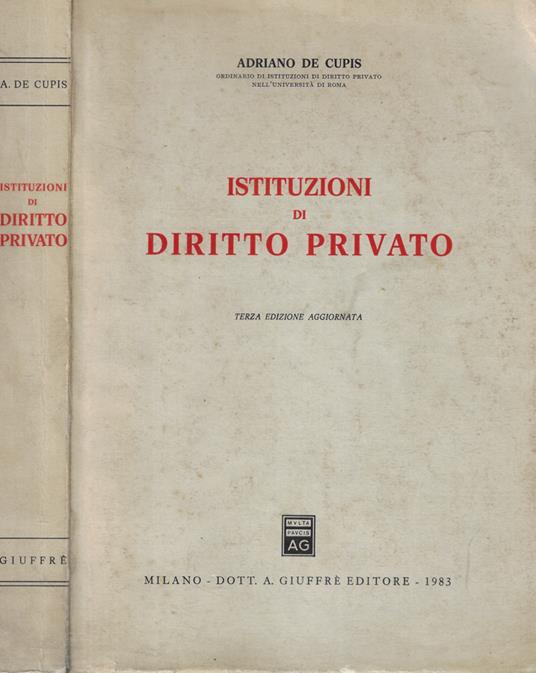 Istituzioni di diritto privato - Adriano De Cupis - copertina
