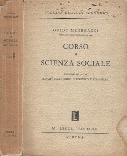 Corso di Scienza sociale - Vol. Secondo - Guido Menegazzi - copertina