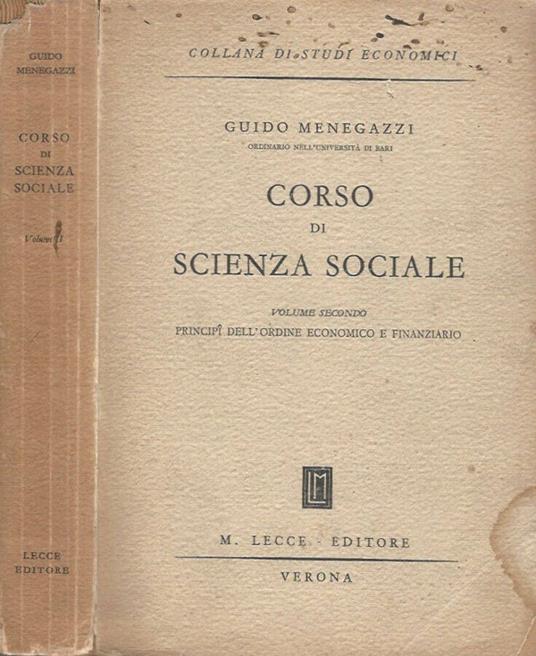Corso di Scienza sociale - Vol. Secondo - Guido Menegazzi - copertina