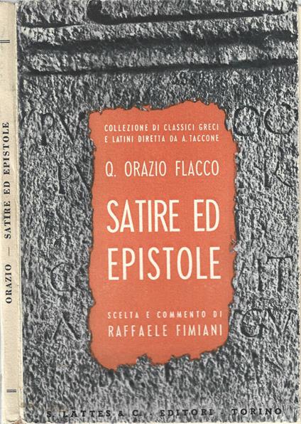 Satire ed epistole - Q. Flacco Orazio - copertina