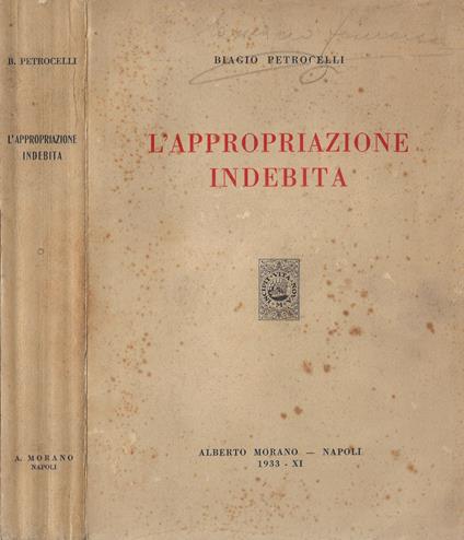 L' appropriazione indebita - Biagio Petrocelli - copertina
