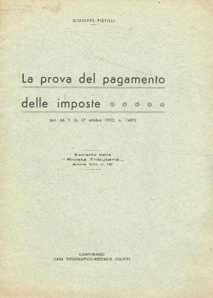La prova del pagamento delle imposte - Giuseppe Pistilli - copertina