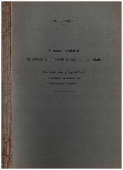 Processi evolutivi in cellule e in tessuti a rapido ciclo vitale - Sergio Tonzig - copertina