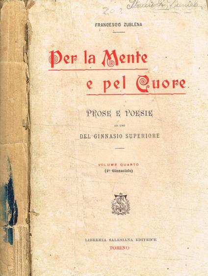 Per la mente e pel cuore - Francesco Zublena - copertina