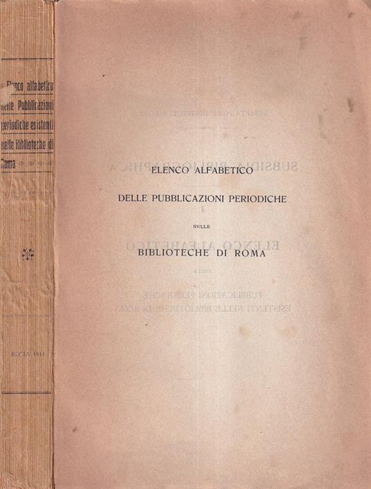 Elenco alfabetico delle pubblicazioni periodiche esistenti nelle biblioteche di Roma - copertina