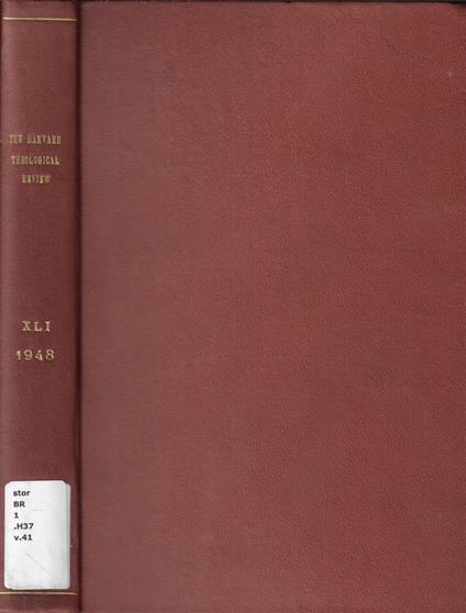 The Harvard Theological Review Vol. XLI Anno 1948 - copertina