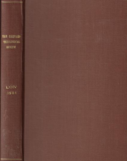 The Harvard Theological Review Vol. LXXIV Anno 1981 - copertina