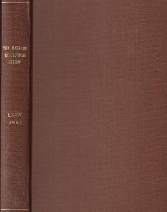 The Harvard Theological Review Vol. LXXIV Anno 1981 - copertina