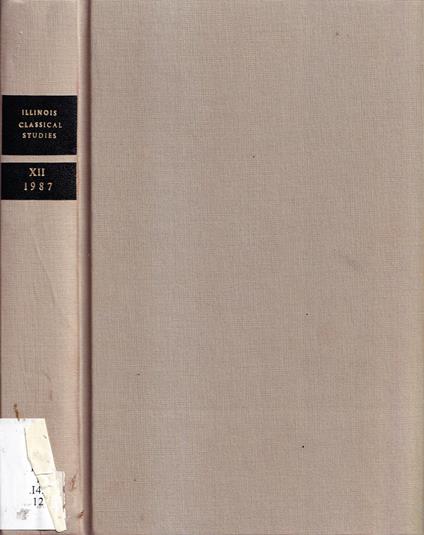 Illinois classical studies, volume XII, anno 1987 - copertina