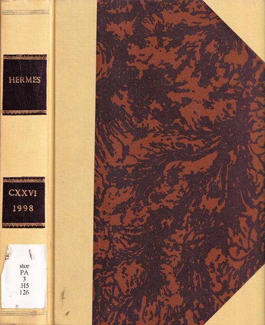 Hermes, volume CXXVI, anno 1998 - copertina