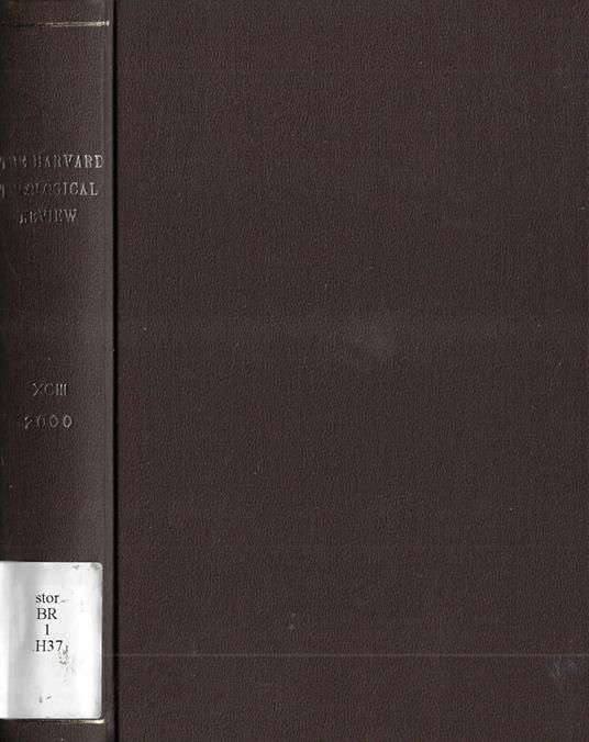 Harvard theological review contents of Volume 93 2000 - copertina