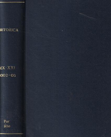 Rhetorica Vol. 20-21 Anno 2002-2003 - copertina