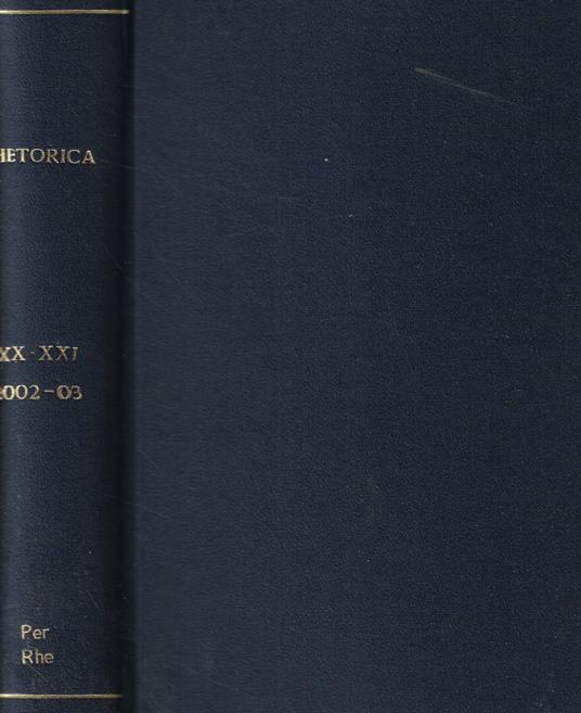 Rhetorica Vol. 20-21 Anno 2002-2003 - copertina