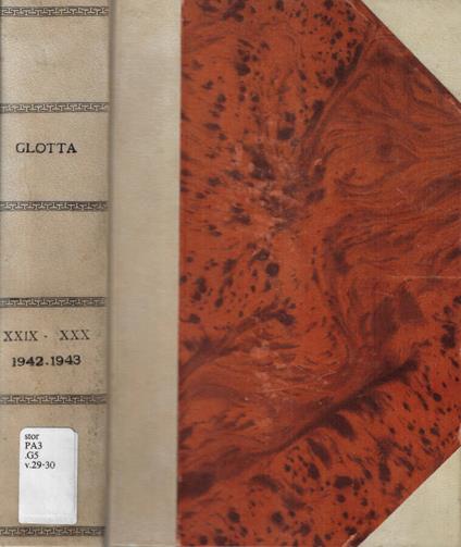 Glotta Vol. XXIX-XXX 1942-1943 - copertina