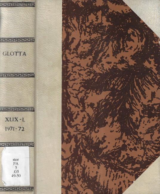 Glotta Vol. XLIX-L 1971-1972 - copertina