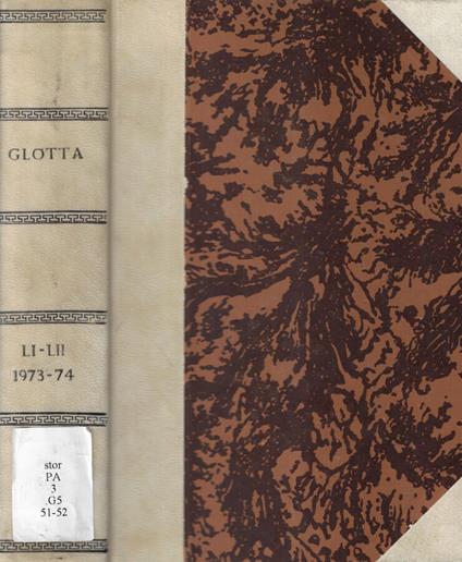 Glotta Vol. LI-LII 1973-1974 - copertina