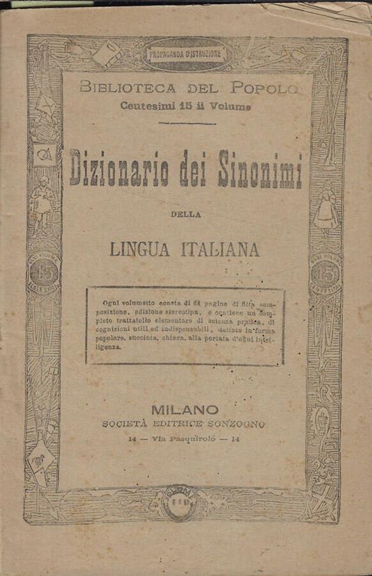 Dizionario dei sinonimi della lingua italiana - copertina
