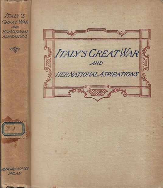 Italy's great war and her national aspirations - copertina