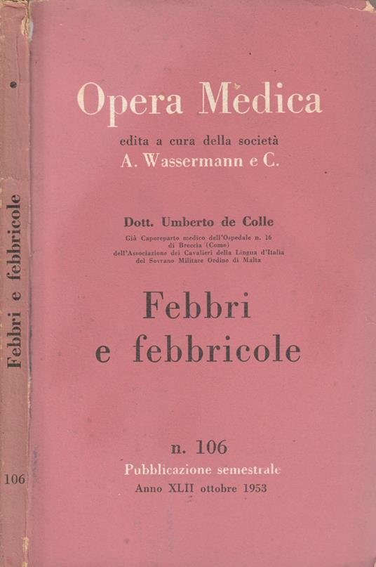 Opera medica anno XLII ottobre 1953 - copertina