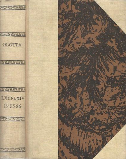 Glotta - Vol. LXIII-LXIV 1985-86 - copertina