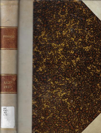 Hermes Vol. 72 Anno 1937 - copertina